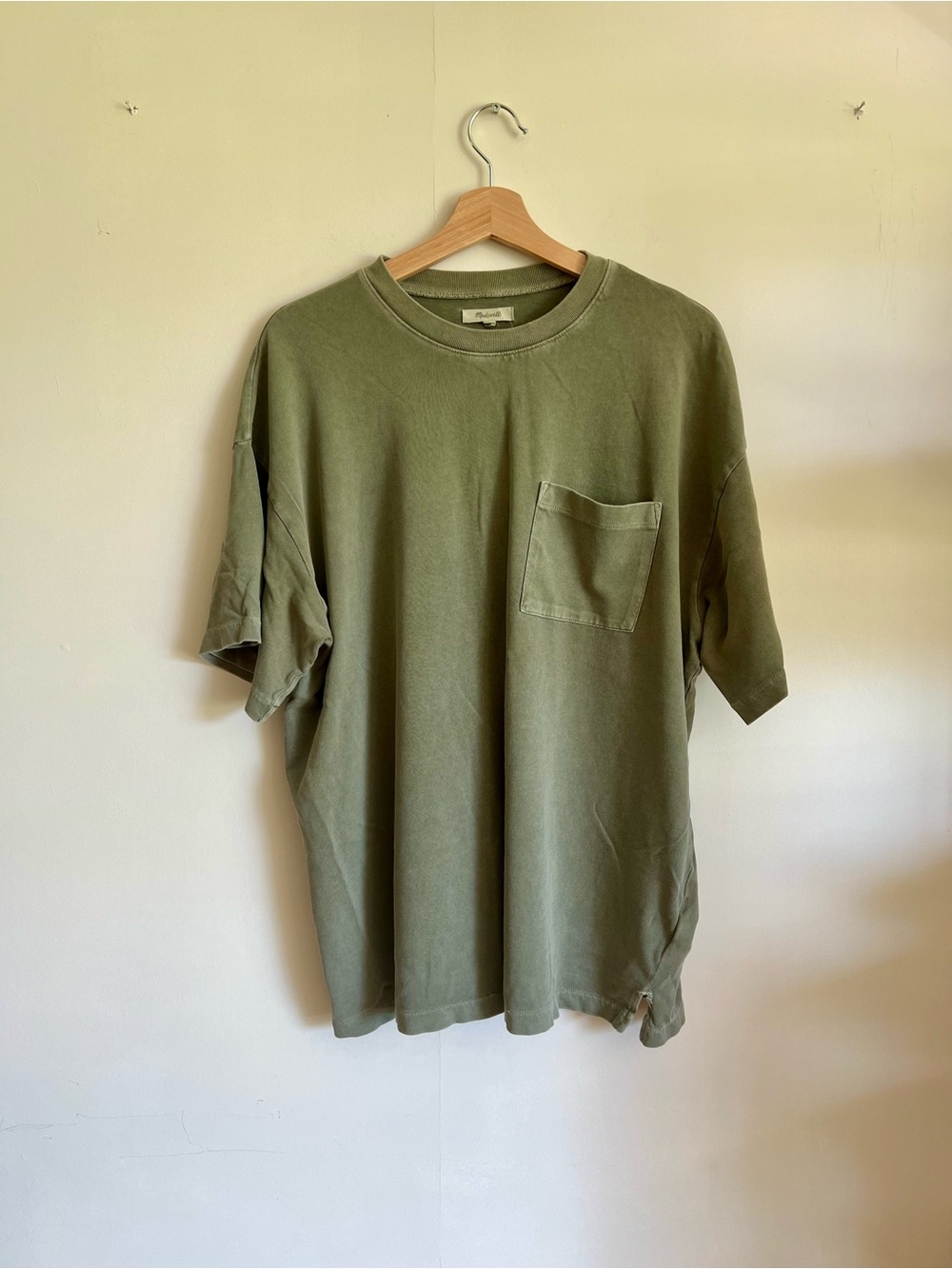 Madewell Oversized Olive Cotton Pocket Tee L